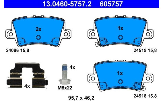 Kit de plaquettes de frein, frein à disque 13.0460-5757.2 ATE, Image 2
