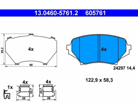 Kit de plaquettes de frein, frein à disque 13.0460-5761.2 ATE, Image 2