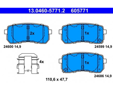 Kit de plaquettes de frein, frein à disque 13.0460-5771.2 ATE, Image 2