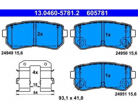 Kit de plaquettes de frein, frein à disque 13.0460-5781.2 ATE, Image 2