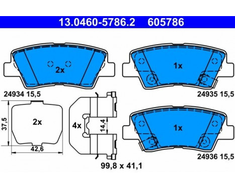 Kit de plaquettes de frein, frein à disque 13.0460-5786.2 ATE