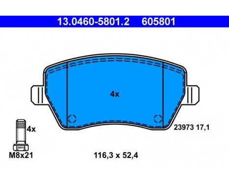 Kit de plaquettes de frein, frein à disque 13.0460-5801.2 ATE, Image 2