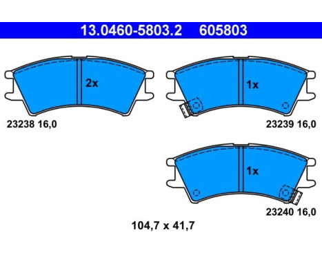 Kit de plaquettes de frein, frein à disque 13.0460-5803.2 ATE