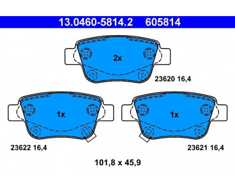 Kit de plaquettes de frein, frein à disque 13.0460-5814.2 ATE, Image 2