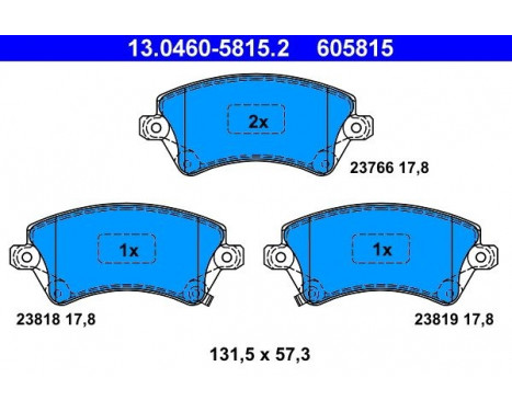 Kit de plaquettes de frein, frein à disque 13.0460-5815.2 ATE, Image 2