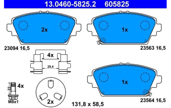 Kit de plaquettes de frein, frein à disque 13.0460-5825.2 ATE, Image 2