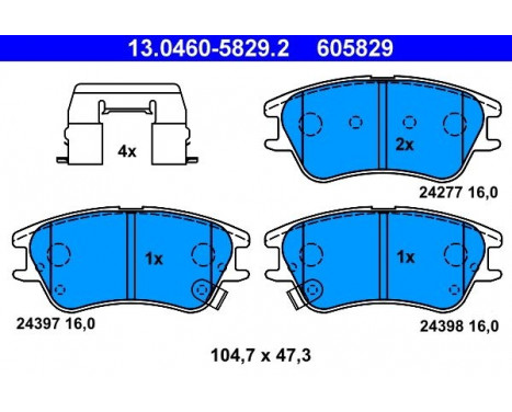 Kit de plaquettes de frein, frein à disque 13.0460-5829.2 ATE