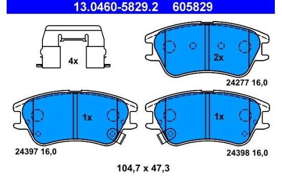 Kit de plaquettes de frein, frein à disque 13.0460-5829.2 ATE
