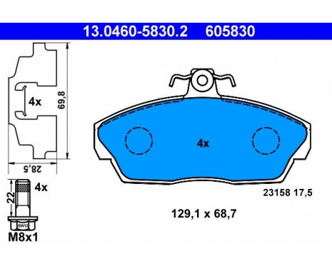 Kit de plaquettes de frein, frein à disque 13.0460-5830.2 ATE, Image 2