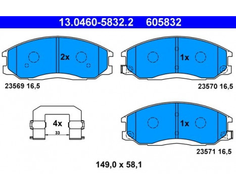 Kit de plaquettes de frein, frein à disque 13.0460-5832.2 ATE