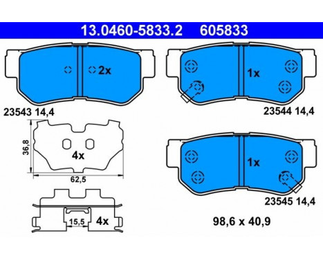 Kit de plaquettes de frein, frein à disque 13.0460-5833.2 ATE, Image 2