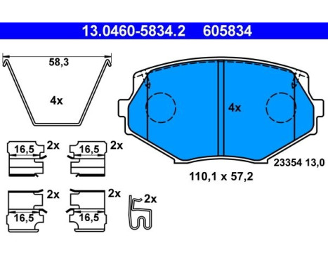 Kit de plaquettes de frein, frein à disque 13.0460-5834.2 ATE, Image 2