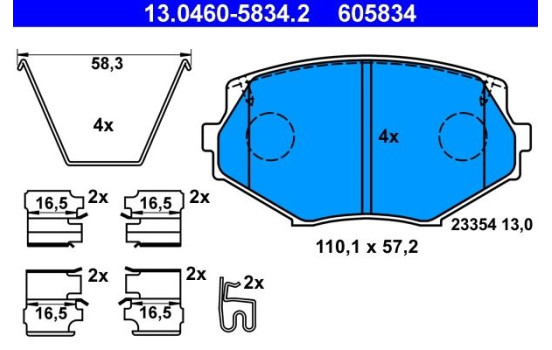 Kit de plaquettes de frein, frein à disque 13.0460-5834.2 ATE, Image 2