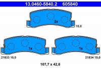 Kit de plaquettes de frein, frein à disque 13.0460-5840.2 ATE