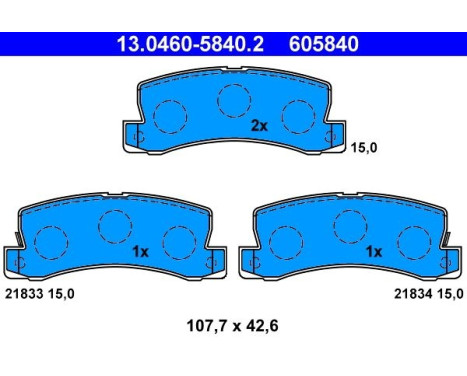 Kit de plaquettes de frein, frein à disque 13.0460-5840.2 ATE