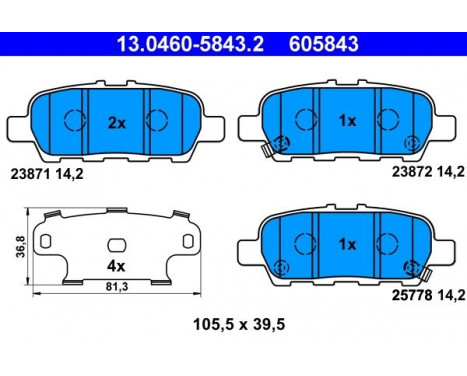 Kit de plaquettes de frein, frein à disque 13.0460-5843.2 ATE, Image 2