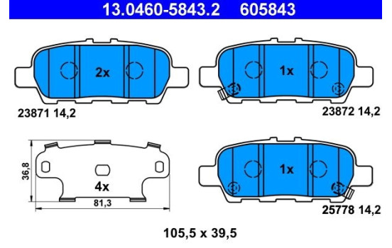 Kit de plaquettes de frein, frein à disque 13.0460-5843.2 ATE, Image 2