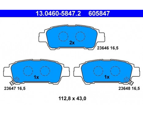 Kit de plaquettes de frein, frein à disque 13.0460-5847.2 ATE, Image 2