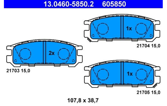 Kit de plaquettes de frein, frein à disque 13.0460-5850.2 ATE