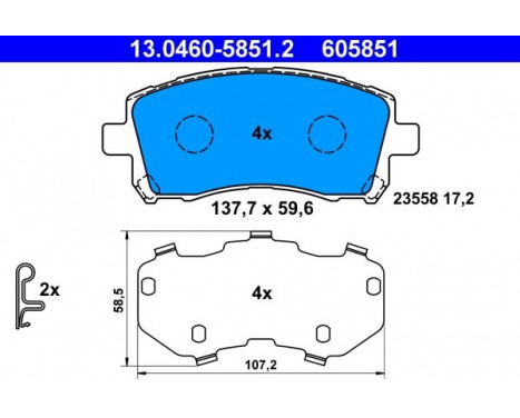 Kit de plaquettes de frein, frein à disque 13.0460-5851.2 ATE, Image 2