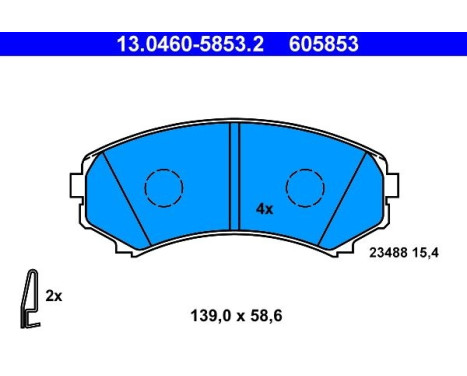 Kit de plaquettes de frein, frein à disque 13.0460-5853.2 ATE, Image 2