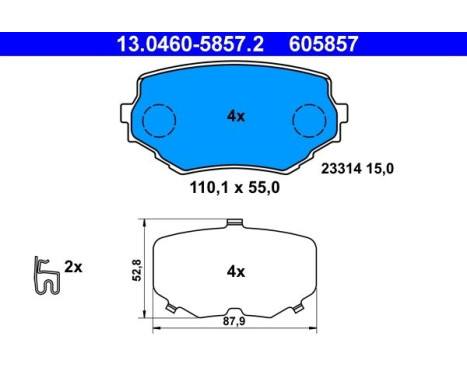 Kit de plaquettes de frein, frein à disque 13.0460-5857.2 ATE, Image 2