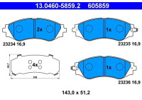 Kit de plaquettes de frein, frein à disque 13.0460-5859.2 ATE