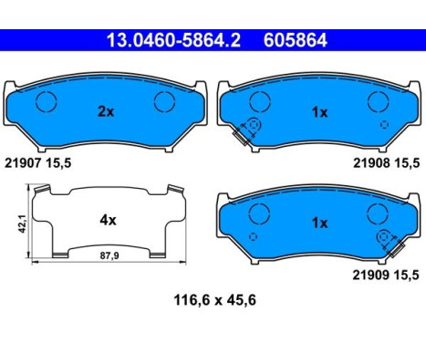 Kit de plaquettes de frein, frein à disque 13.0460-5864.2 ATE, Image 2