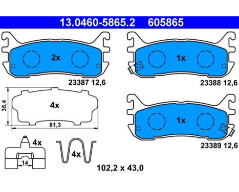 Kit de plaquettes de frein, frein à disque 13.0460-5865.2 ATE