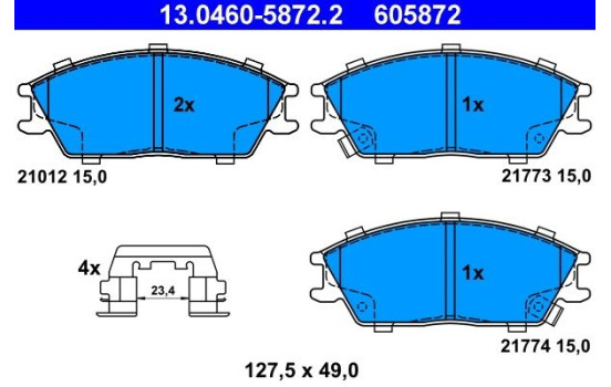Kit de plaquettes de frein, frein à disque 13.0460-5872.2 ATE, Image 2