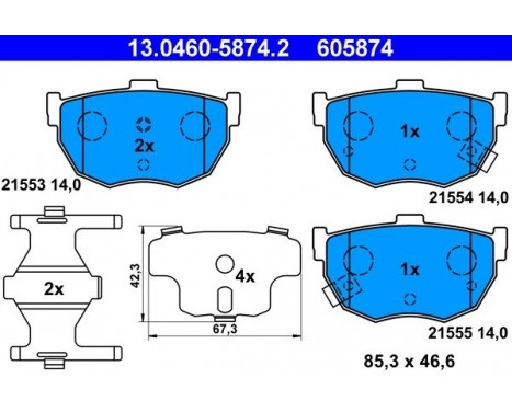 Kit de plaquettes de frein, frein à disque 13.0460-5874.2 ATE, Image 2