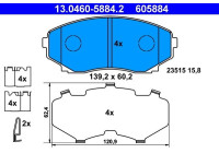 Kit de plaquettes de frein, frein à disque 13.0460-5884.2 ATE