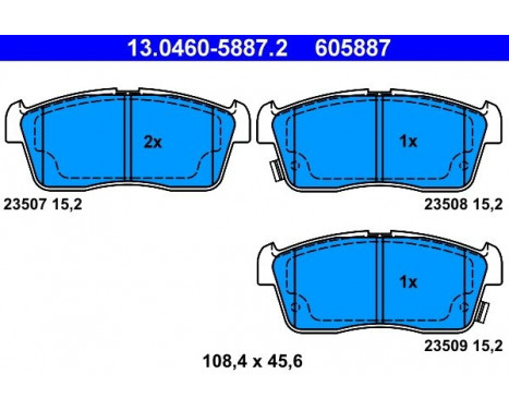 Kit de plaquettes de frein, frein à disque 13.0460-5887.2 ATE, Image 2