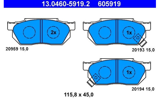 Kit de plaquettes de frein, frein à disque 13.0460-5919.2 ATE, Image 2