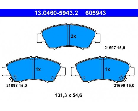 Kit de plaquettes de frein, frein à disque 13.0460-5943.2 ATE, Image 2