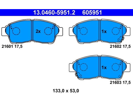 Kit de plaquettes de frein, frein à disque 13.0460-5951.2 ATE, Image 2