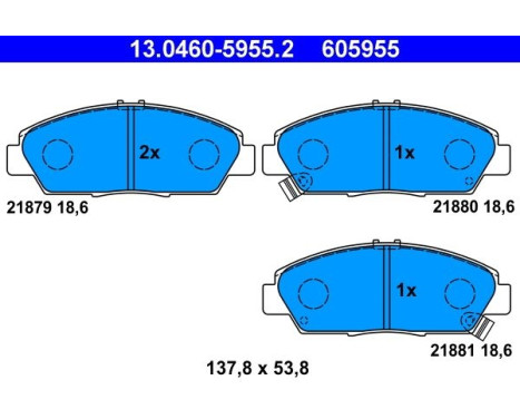 Kit de plaquettes de frein, frein à disque 13.0460-5955.2 ATE