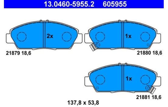 Kit de plaquettes de frein, frein à disque 13.0460-5955.2 ATE