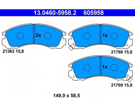 Kit de plaquettes de frein, frein à disque 13.0460-5958.2 ATE, Image 2