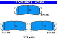 Kit de plaquettes de frein, frein à disque 13.0460-5980.2 ATE