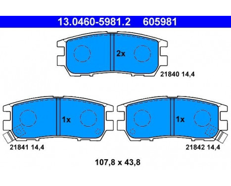 Kit de plaquettes de frein, frein à disque 13.0460-5981.2 ATE, Image 2