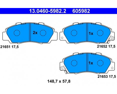 Kit de plaquettes de frein, frein à disque 13.0460-5982.2 ATE, Image 2