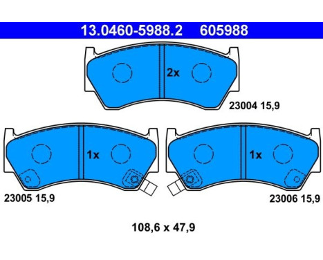 Kit de plaquettes de frein, frein à disque 13.0460-5988.2 ATE, Image 2