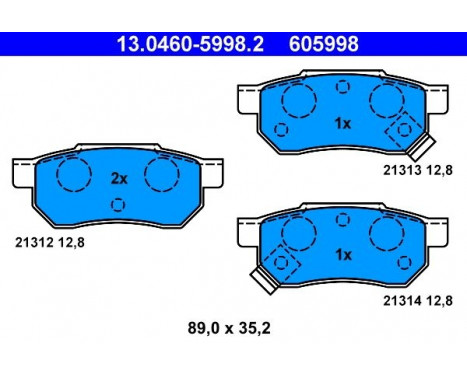 Kit de plaquettes de frein, frein à disque 13.0460-5998.2 ATE, Image 2