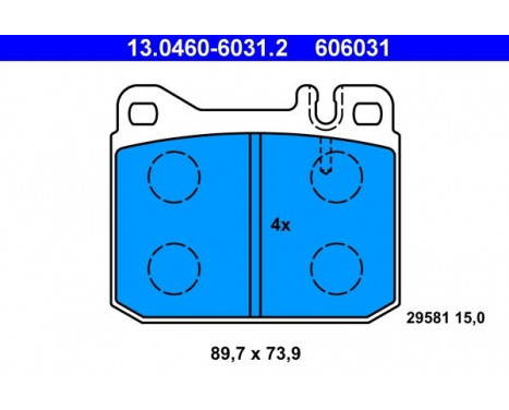 Kit de plaquettes de frein, frein à disque 13.0460-6031.2 ATE, Image 2