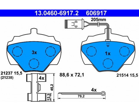 Kit de plaquettes de frein, frein à disque 13.0460-6917.2 ATE, Image 2