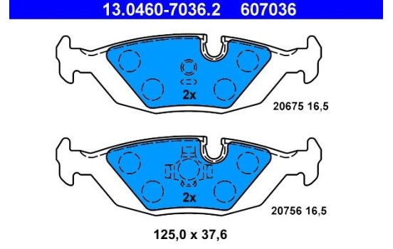 Kit de plaquettes de frein, frein à disque 13.0460-7036.2 ATE, Image 2