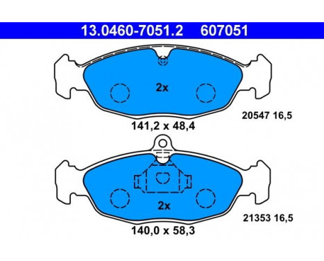 Kit de plaquettes de frein, frein à disque 13.0460-7051.2 ATE, Image 2