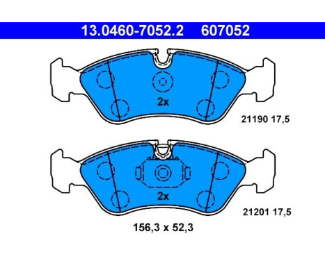 Kit de plaquettes de frein, frein à disque 13.0460-7052.2 ATE, Image 2