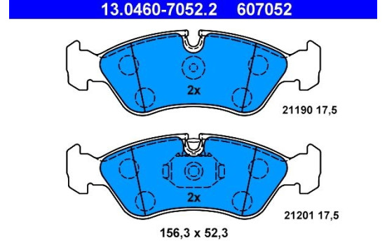 Kit de plaquettes de frein, frein à disque 13.0460-7052.2 ATE, Image 2